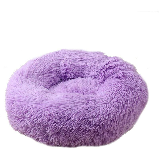 Round Plush Cat Basket for Pet Cats and Small Dogs Cat Bed Cushion Donut Dog Bed Fits for Nest Sofa XH062 (Diameter: 60, Purple)