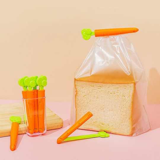 5 Food pieces Snack Bag Waterproofing Pliers in the shape of a carrot with cute refrigerator magnet Model Kitchen Practical supply Tool Accessories