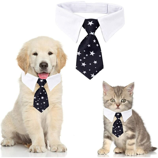 Cat Dog Tie Adjustable Pet Cat Neck Tie for Small Dogs Puppy Accessories (s, Star-Black)