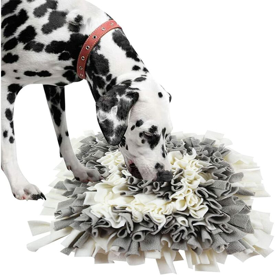 Perle Rare - Dog Snuffle Mat Snuffle Mat Puppy Cat Interactive Puzzle Toys for Foraging, Exercise, Relaxation IE075 (45x45cm, Gray & White)