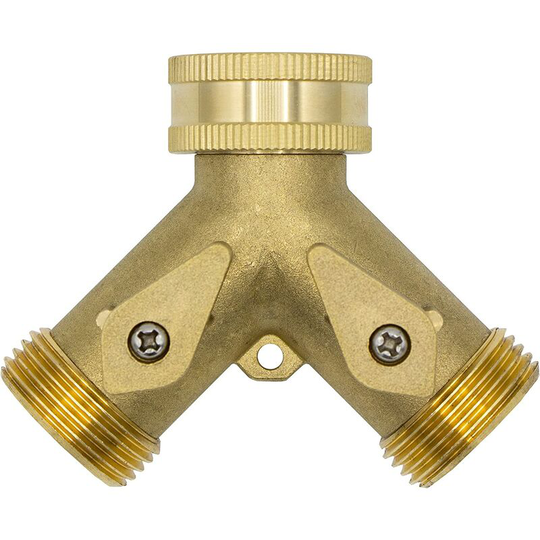 Aougo - 10964 2-way Y-distributor, 3/4' male, brass, with shut-off valves