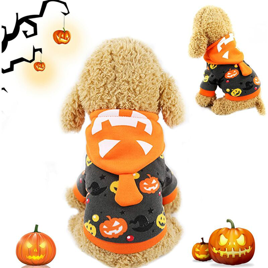 Readcly - Pet Halloween Costume, Hooded Dog Coat, Pet Dog Costume, Pet Dog Halloween Pumpkin Costume, for Dog Cat Halloween Dress Up (Pumpkin, xl)