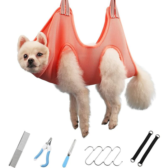 Grooming Hammock for Cats and Small Dogs - Grooming Table Accessory for Dog & Cat Nail Claw Trimmer - Orange, Size XS