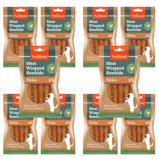 (50pk) Twist Rawhide Sticks With Real Chicken Meat