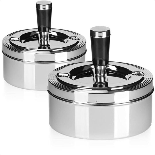 2X Indoor and outdoor rotating metal ashtray - closed rotating ashtray - wind ashtray (1 - rotating ashtray)