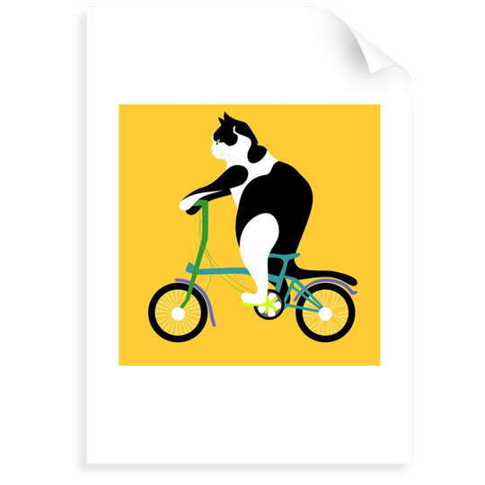 Cat on a Brompton Bike by Claire Huntley - Painting Print
