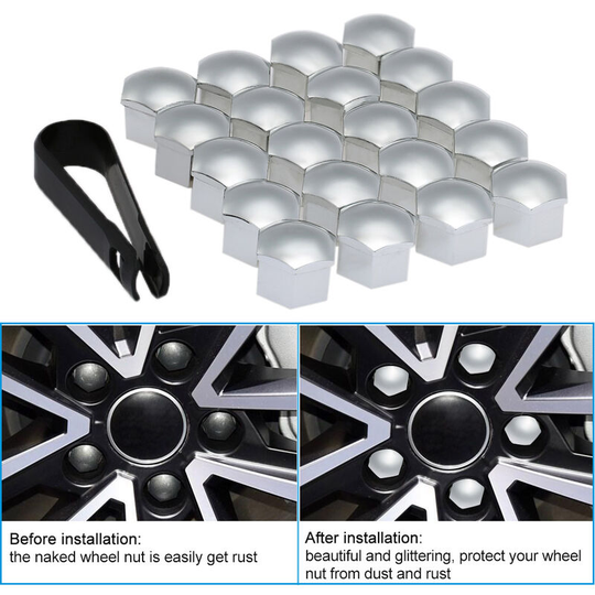 20pcs Universal 21mm Wheel Nut Covers Lug Nut Caps Screw Protector,model:Silver s - model:Silver s