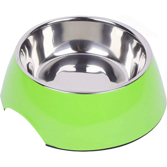 Einemgeld - Non-Slip Dog Bowl - Cat Bowl - Stainless Steel and Melamine Dog Food Bowl - for Large and Small Dogs - Grün, 700 ml - Various Colors and
