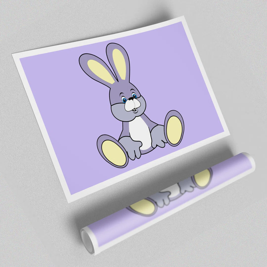 Rabbit Sitting Down - Graphic Art Print on Paper