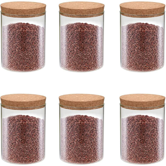 Storage Glass Jars with Cork Lid 6 pcs 650 ml