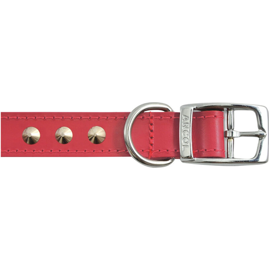 Pet Products Heritage Leather Studded Dog Collar (Size 7) (Red) - Red - Ancol