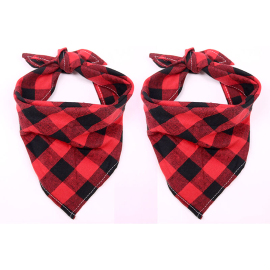 Pack Dog Bandanas - Black & Red, s - Christmas Dog Classic Plaid Pet Bandana Scarf Triangle Bibs Headscarf Pet Costume Accessories For Small Medium