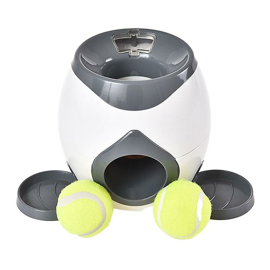 Dog Toy Tennis Pet Ball Launcher Dog Toys Tennis Food Reward Machine Launcher Interactive Feeding Toy (Gray)