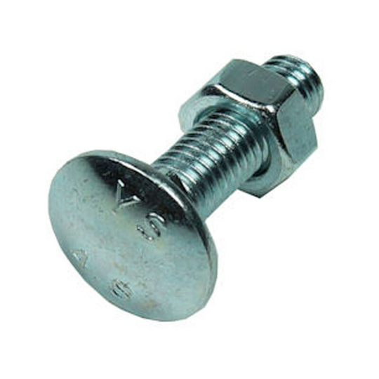 Unifix M10 x 130mm Coach Bolts With Nuts - Pack of 5 - Silver