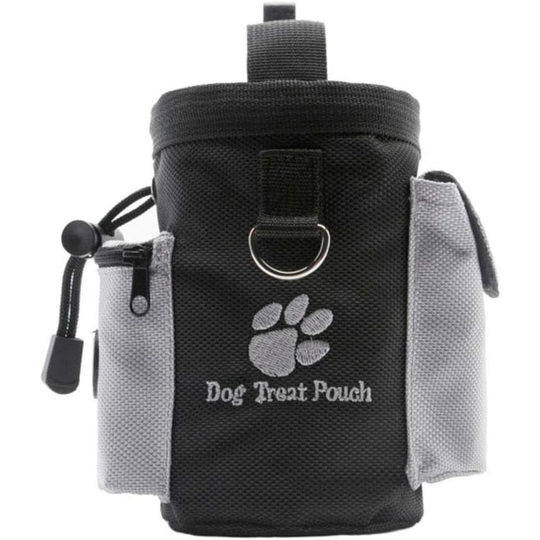 Adjustable pocket dispenser with clip at the pet size, dog treats, puppy trading bag, walking bag with canine droppings.