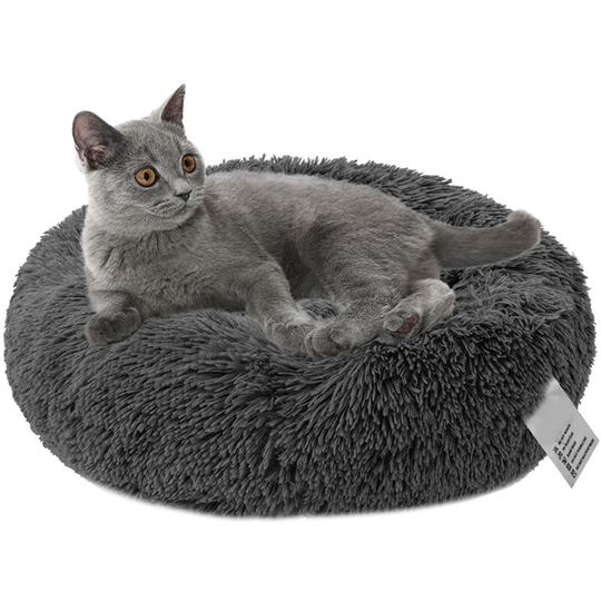 Soft Plush Round Pet Bed Cat Soft Bed Cat Bed for Cats Small Dogs, dark grey-diameter 60cm - dark grey-diameter 60cm