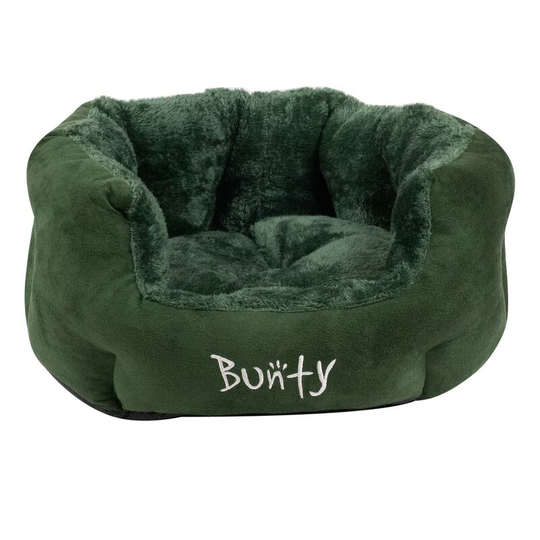 Bunty Polar Dog Bed Soft Washable Fleece Fur Cushion Warm Luxury Oval Pet Basket - Green - Small