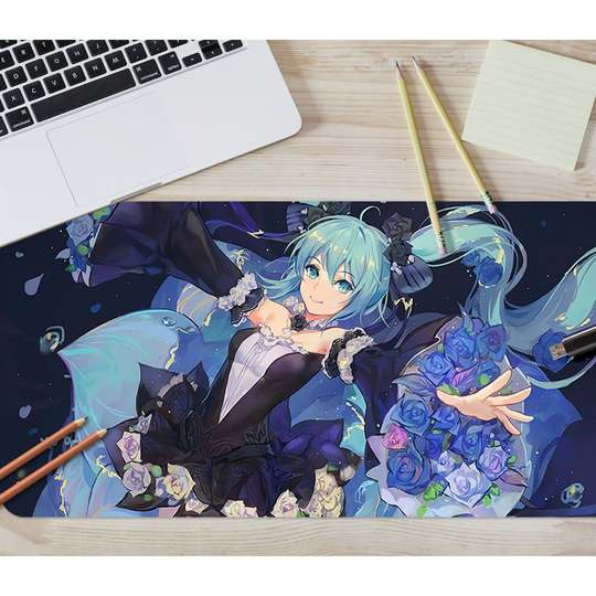 (W60cmxH30cm(24''x12'')) 3D Hatsune Miku 406 Anime Desk Mat Office Desk Mouse Mat Big Keyboard Game