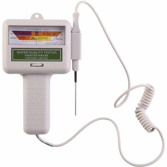 Echoo - PC101 ph Meter Water Quality Tester PH/CL2 Meter CL2 Chlorine Tester Water Detector for Swimming Pool Spa Aquarium Water ph Tester,White