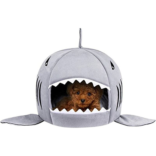 Cat Cave Pet Warm Soft Sleeping Bag Shark Puppy Dog Bed House