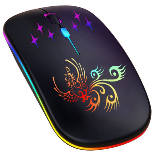 Asupermall - Wireless Optical Mouse 2.4G+BT3.0+BT5.2 3-mode Ergonomic Mouse Built-in 500mAh Rechargeable Battery for pc Laptop Black