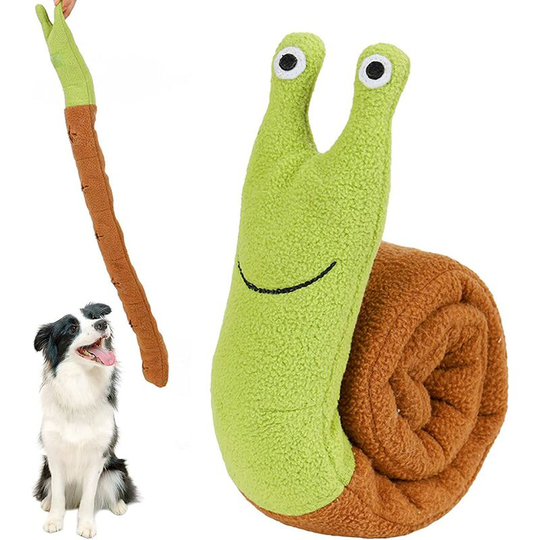 Snail Animal Toy, Plush Pet Toys, Training Decompression Dog Toys, Reduce Boring Pet Supplies (Green+Brown)