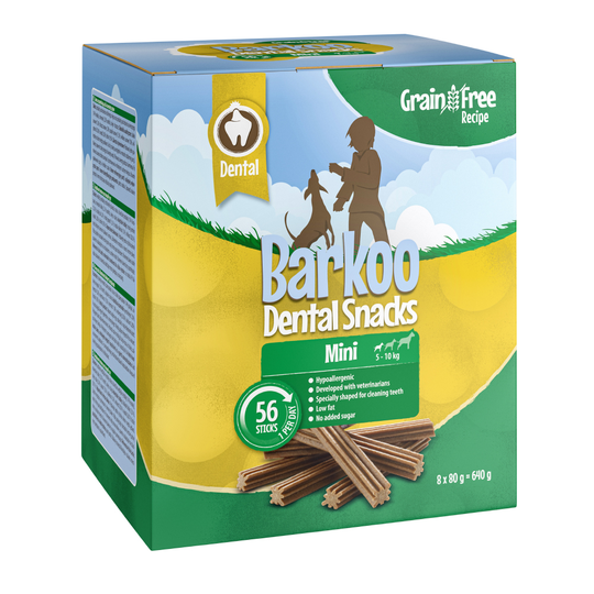 Barkoo Dental Snacks Grain-Free Saver Pack - Mini Dogs (56 Chews - 640g)
