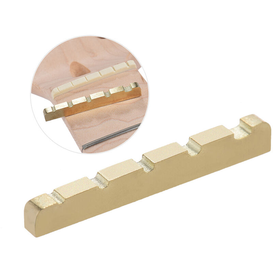 Five-string electric bass brass nut Pre-slotted Brass String Nut for 5-string Electric Bass Guitar Part Replacement 45 * 3.5 * 6-5mm