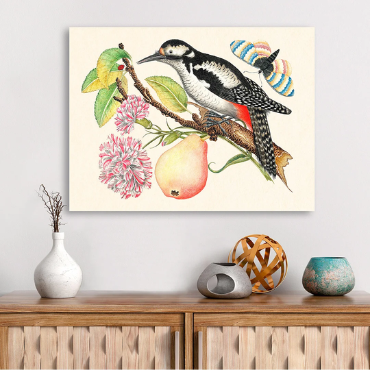 A Bird Perched on a Branch I by Anonymous - Wrapped Canvas Painting