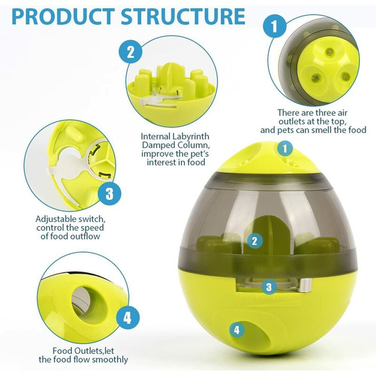 Dog food ball, dog treat dispenser iq Interactive food ball toy for dog, cat, green - Litzee