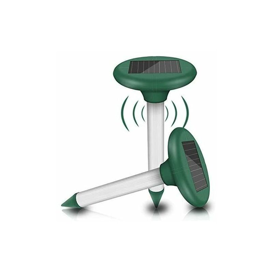 Solar Ultrasonic Mole Repeller 2 Pack, Solar Mouse Repeller, Anti Repel Moles Snakes - Lawn, Farm(Green)