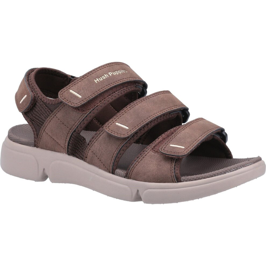 (Brown, 6) Hush Puppies Men's Raul Multi Velcro Sandal Various Colours 31983