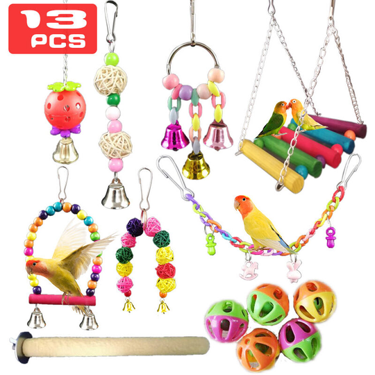 13-piece bird cage accessories parrot bite rocking toy
