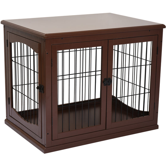 Dog Crate Puppy Cage End Table Design for Small Dog Brown - Brown - Pawhut