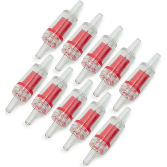 10 pcs Aquarium Air Pump Check Valves Clear Red Plastic One way check valve for aquarium (red)