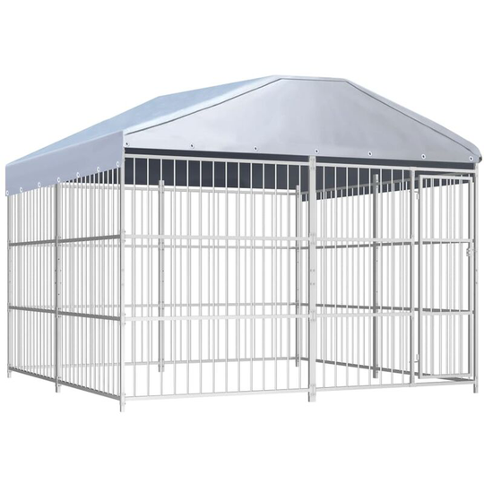 Outdoor Dog Kennel with Roof 300x300x200 cm Vidaxl Silver