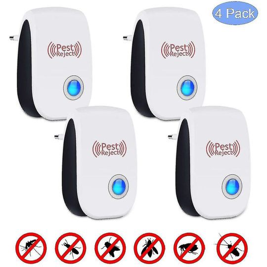 Pack Of 4 Ultrasonic Pest Repeller For Cockroaches Flies Mosquitoes
