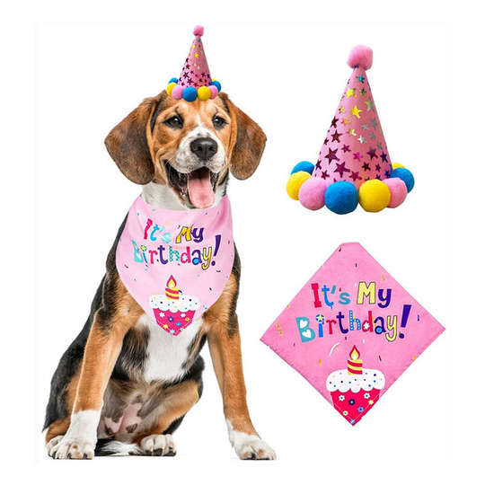 Muff - Pet Birthday Party Hat Birthday Banner pink b