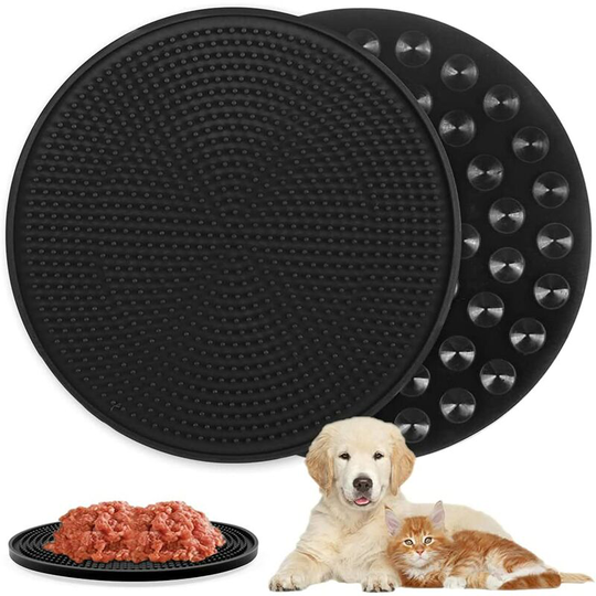 Dog Lick Pad, Round Dog Lick Pads, Dog Leche Mat, Dog Slow Dispenser Mat, Silicone Lick Mat, for Dog Bathing, Grooming, Training