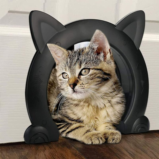 Cat Door - Interior Door - Pet Door - Dog Hatch - 2 Way Hidden Litter Box for Small, Medium and Large Cats - Black