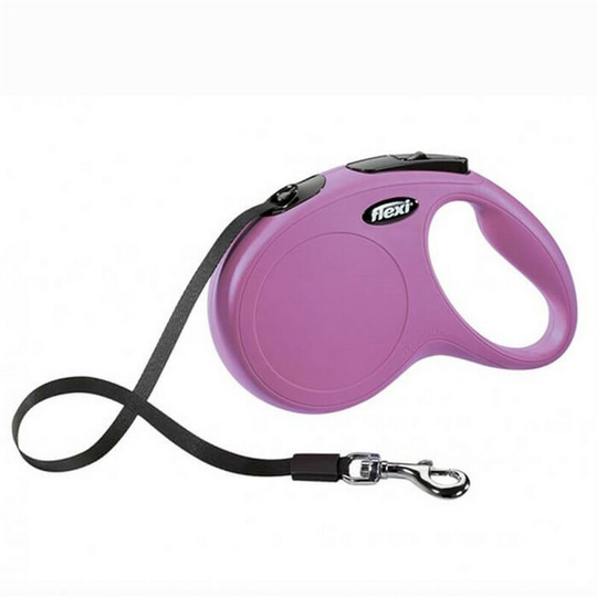 New Classic Retractable Dog Cord (5m) (Pink) - Pink - Flexi