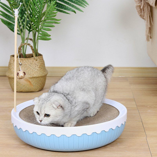 Scratching Board with Catnip - 43cm Diameter - Stylish Scratching Bed for Cats - Cardboard Cat Scratcher