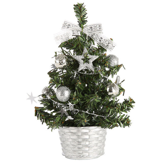 Mini Tabletop Christmas Tree Home Christmas Small Desktop Decoration Party Ornament Family Christmas Gift,Silver,20cm - Silver,20cm