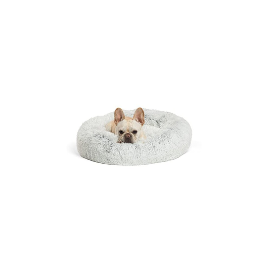 Best Friends by Sheri The Original Calming Donut Cat and Dog Bed in Shag Fur Frost Small 23x23"
