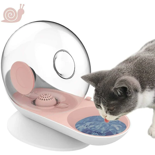 Cat Dog Water Dispenser, Snail Shape Foutains With Non-rust Spring Pink