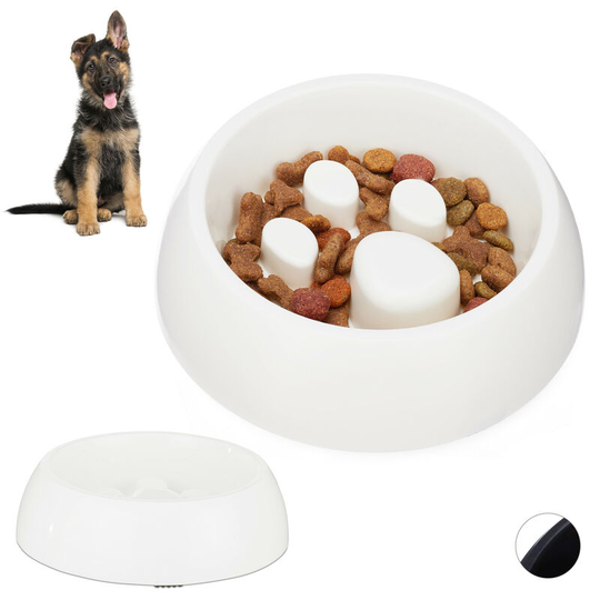 Relaxdays - Set of 2 Foraging Feeding Bowls for Slow Eating, Cats & Dogs, Bloat Stop Dish, Dishwasher-Safe, White