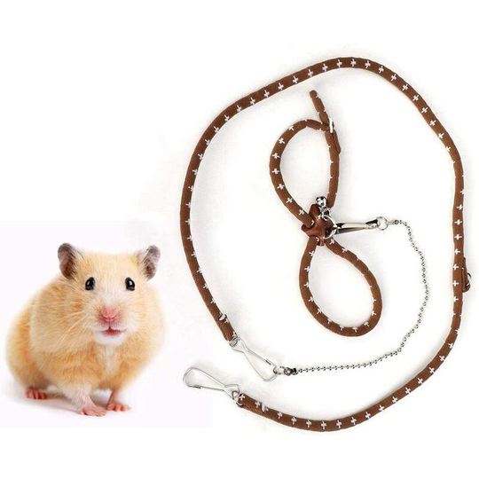 Small Pet Guinea Pig Collar and Leash Rope High Elastic Small Animal Hamster Training Harness Pulling Leash Rope (Brown)