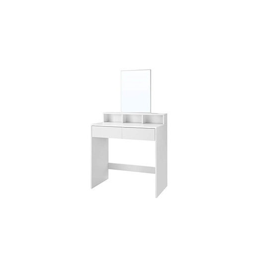 VASAGLE Dressing Table with Large Rectangular Mirror, Makeup Table with 2 Drawers and 3 Open Compartments, Vanity Table, Modern Style, White RDT1