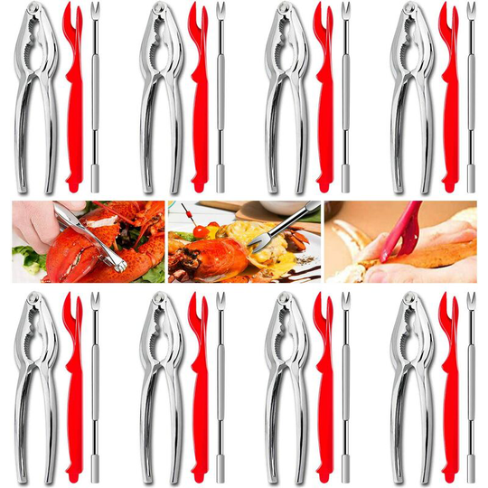 24Pcs Seafood Tools, Crab Crackers Nut Cracker Forks Set, Opener Shellfish Lobster Leg Sheller Knife Kitchen Accessories