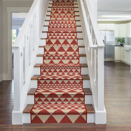 Abrahamson Looped Red/Brown Stair Runner